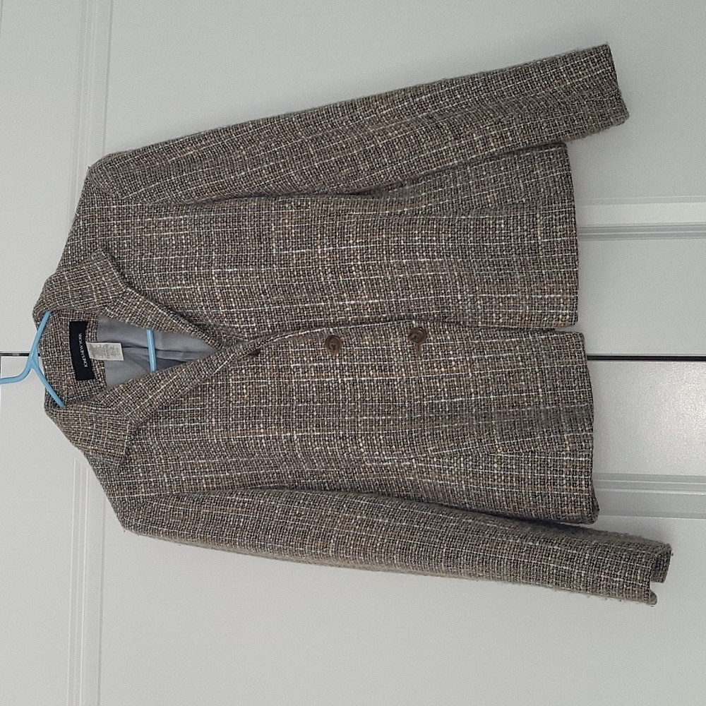 Cream, brown, blue tweed Jones NY blazer